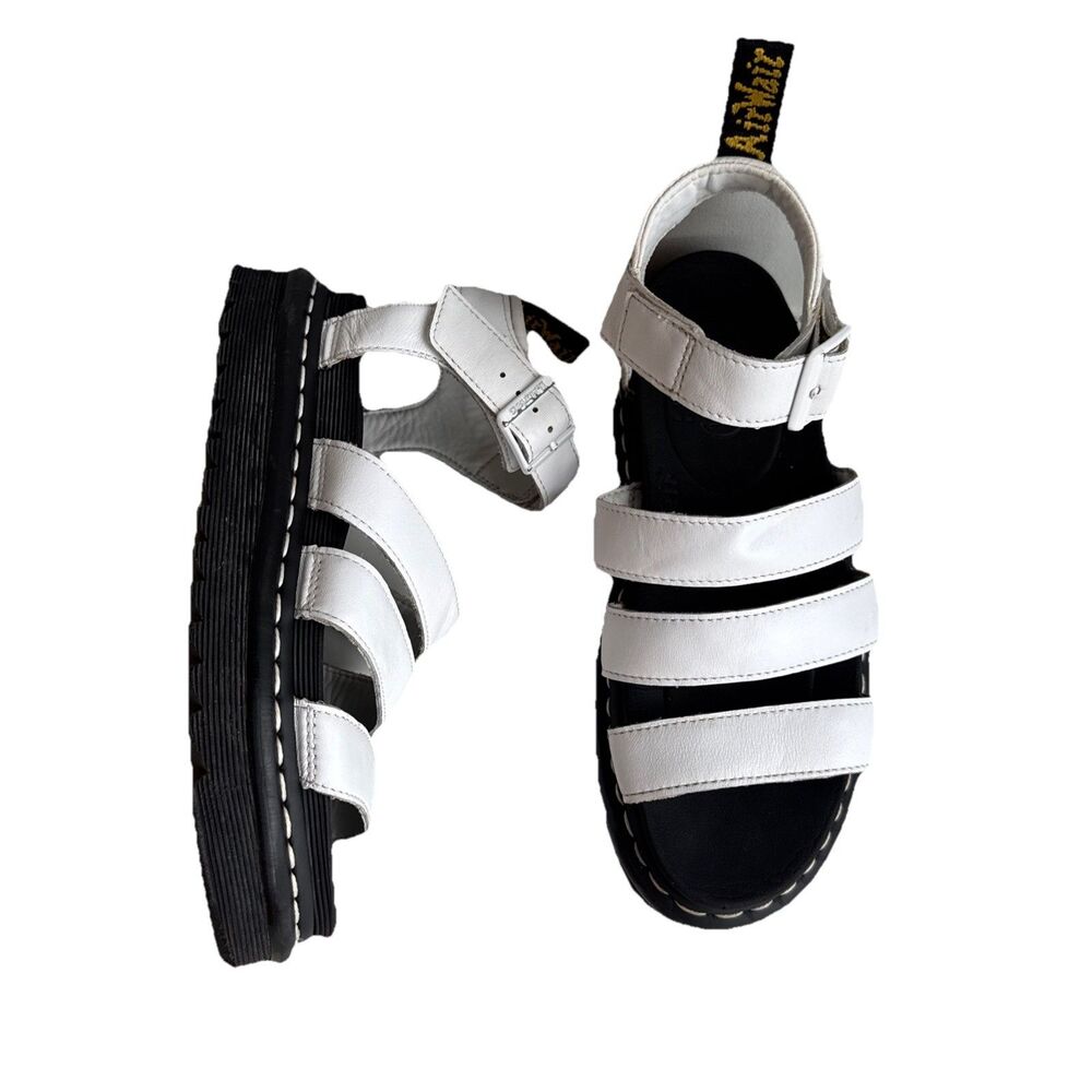 Dr Martens Blaire White Hydro Leather Platform Sandals Women's US 7 EU 38